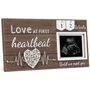 Pregnancy Countdown Picture Frame 'Love at First Heartbeat'